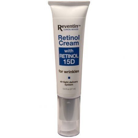 Reventin Clinical Results Retinol Cream w/Retinol 15D. Air Tight System That Fights Wrinkles. Retinol Cream for Face, Neck & Decollet. Moisturizes Skin While Removing Wrinkles & Fine Lines. 0.9oz.

