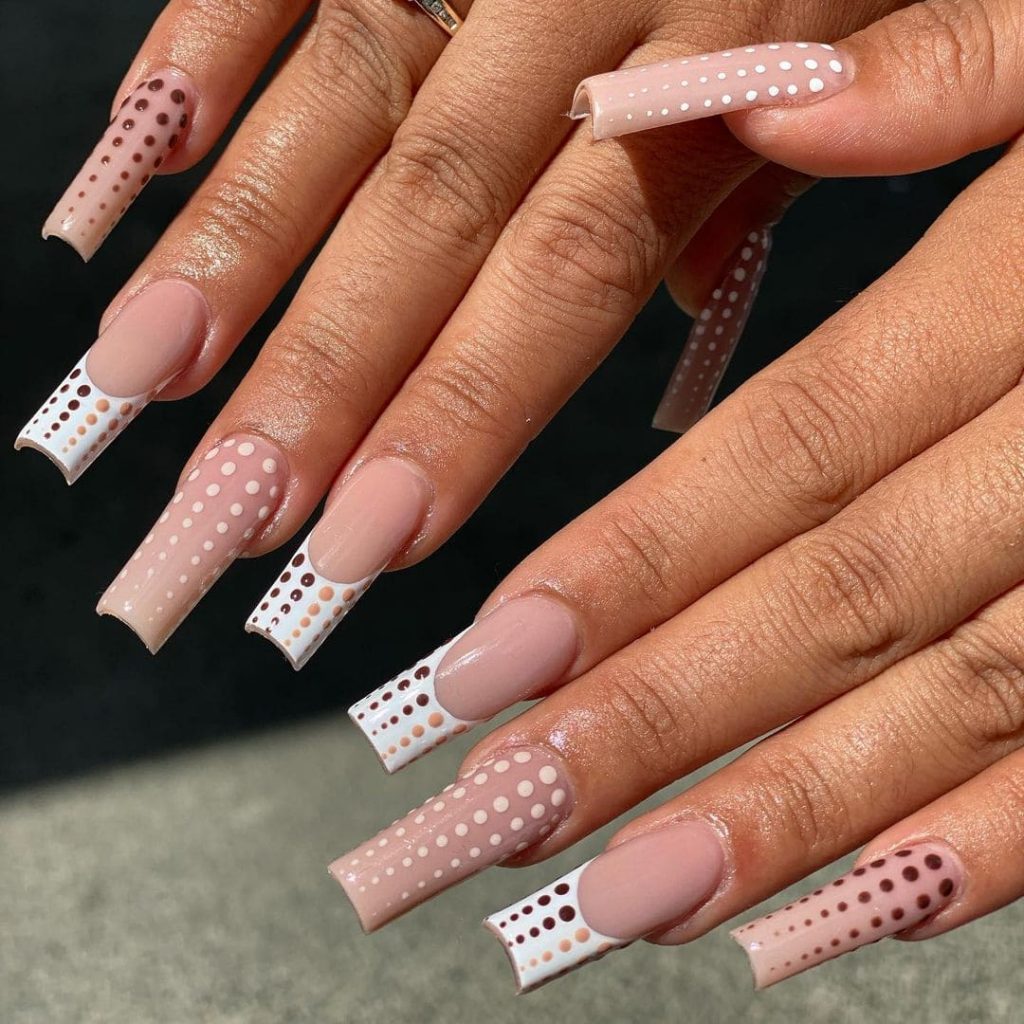 Long Acrylic Coffin Nails Nude