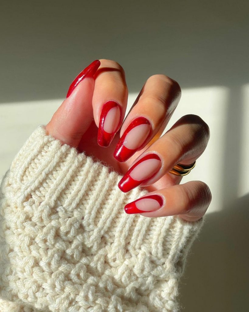 These Stunning Red Candy nails for Christmas inspo
