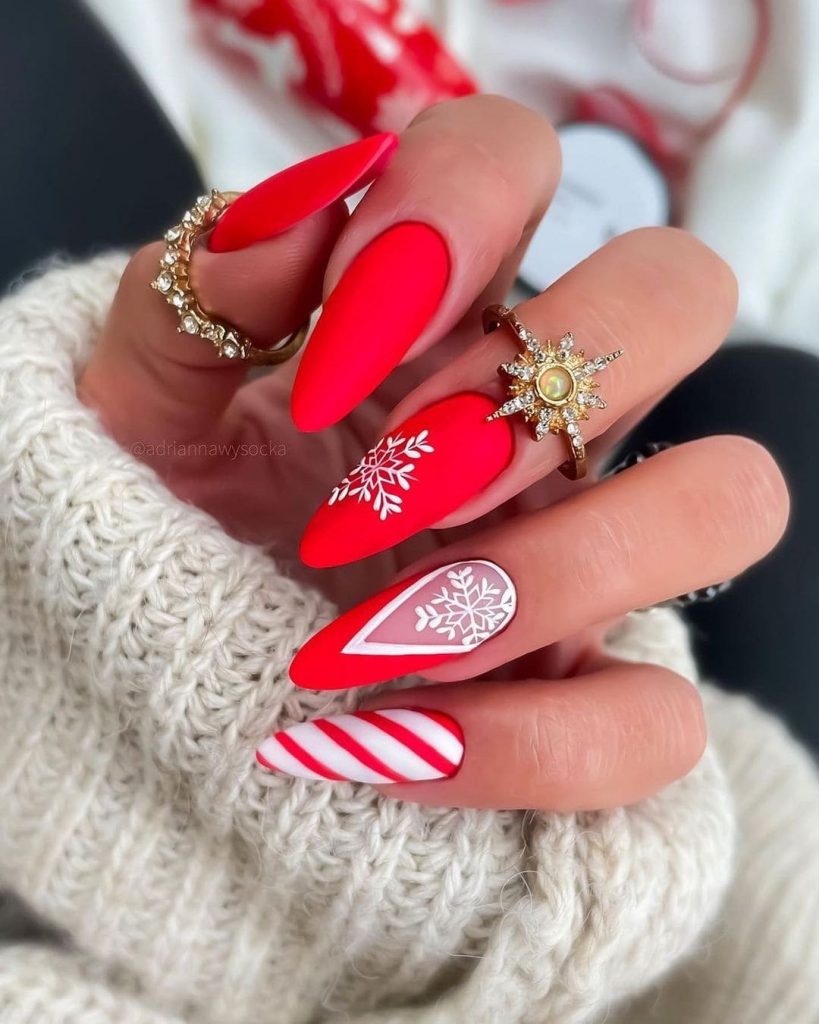 This bright red base for Christmas nail art