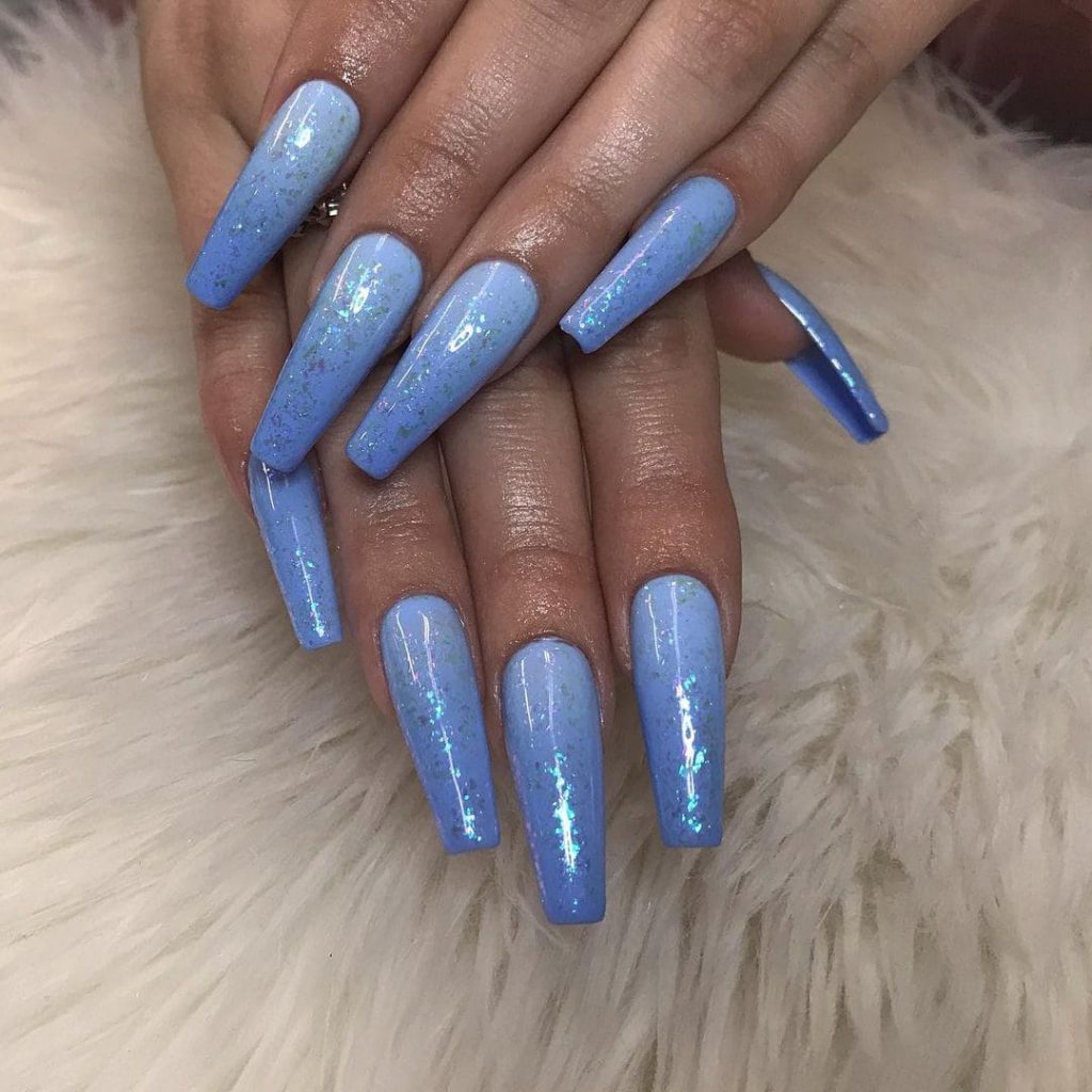  blue glittering coffin nails