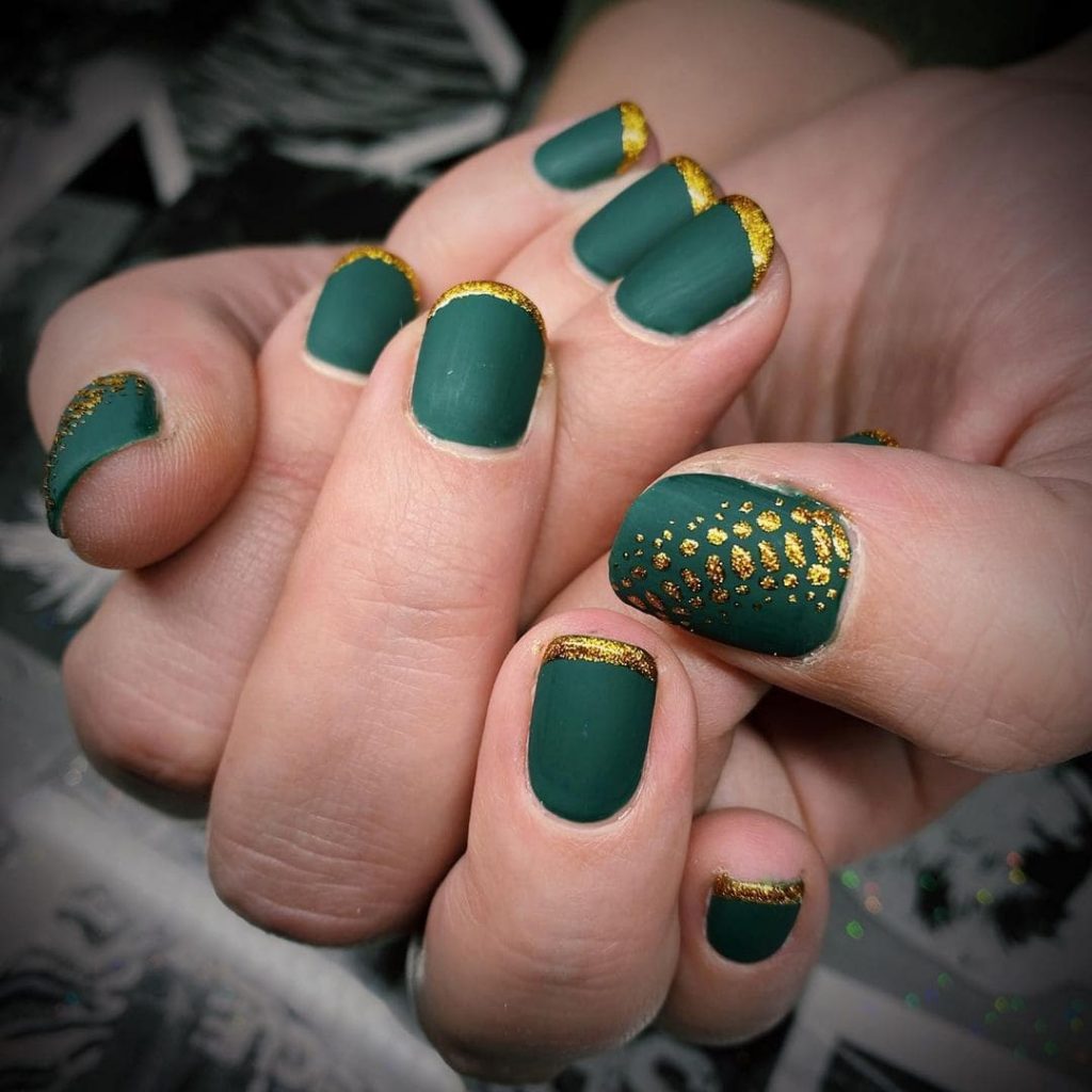 Green with Gold Nails