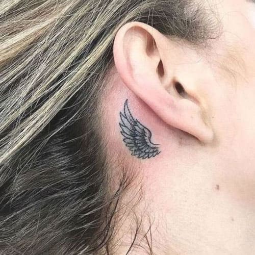 Angel Tattoo Behind The Ear