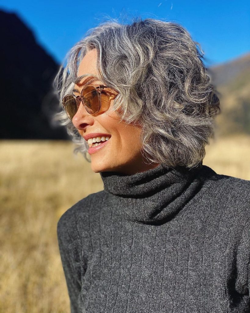 Short Curly Gray hairstyle