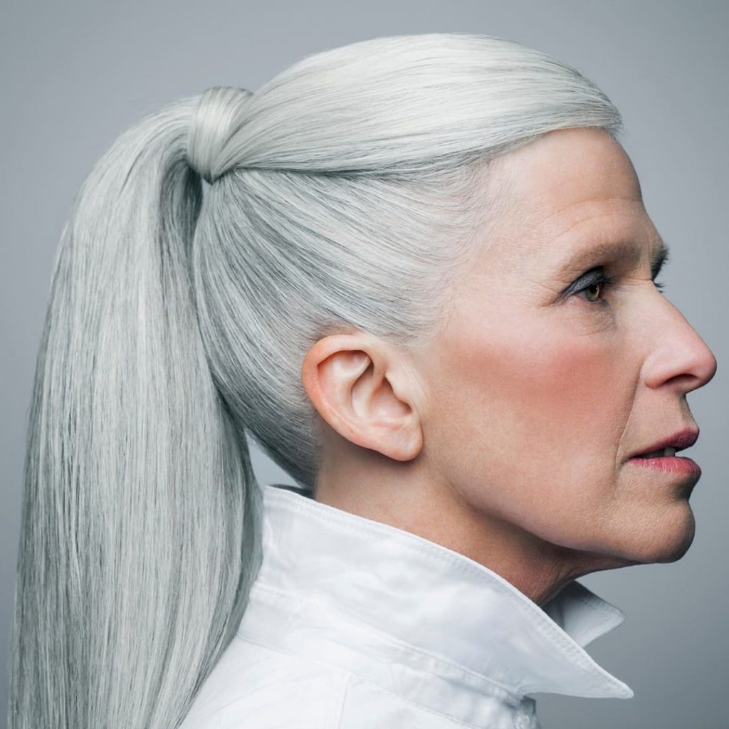 snow white gray hair style