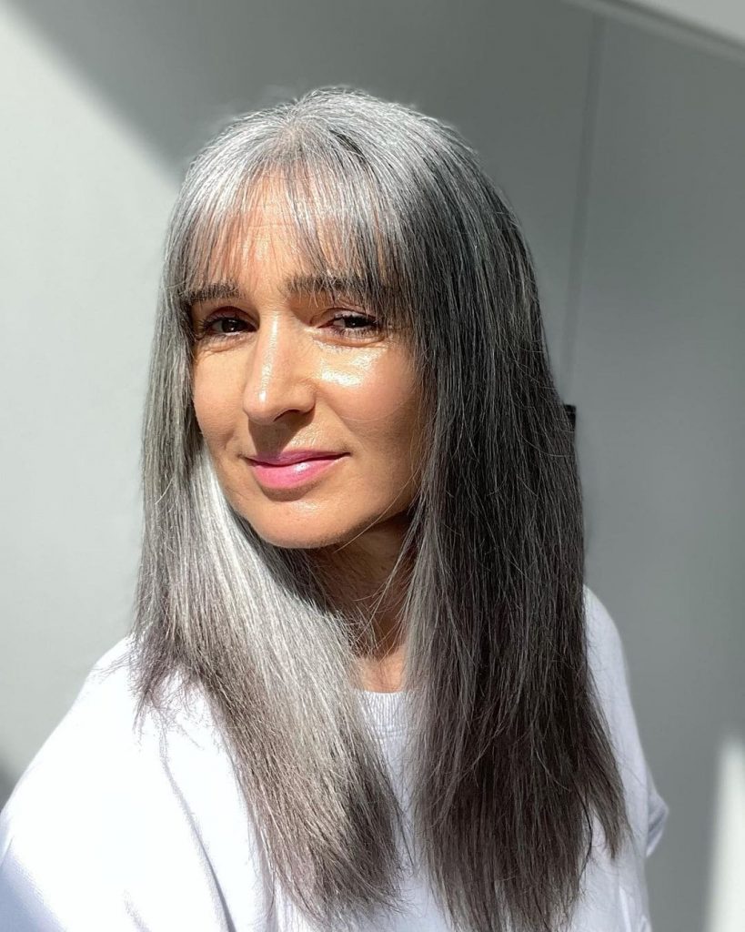 Relaxed bangs gray hair