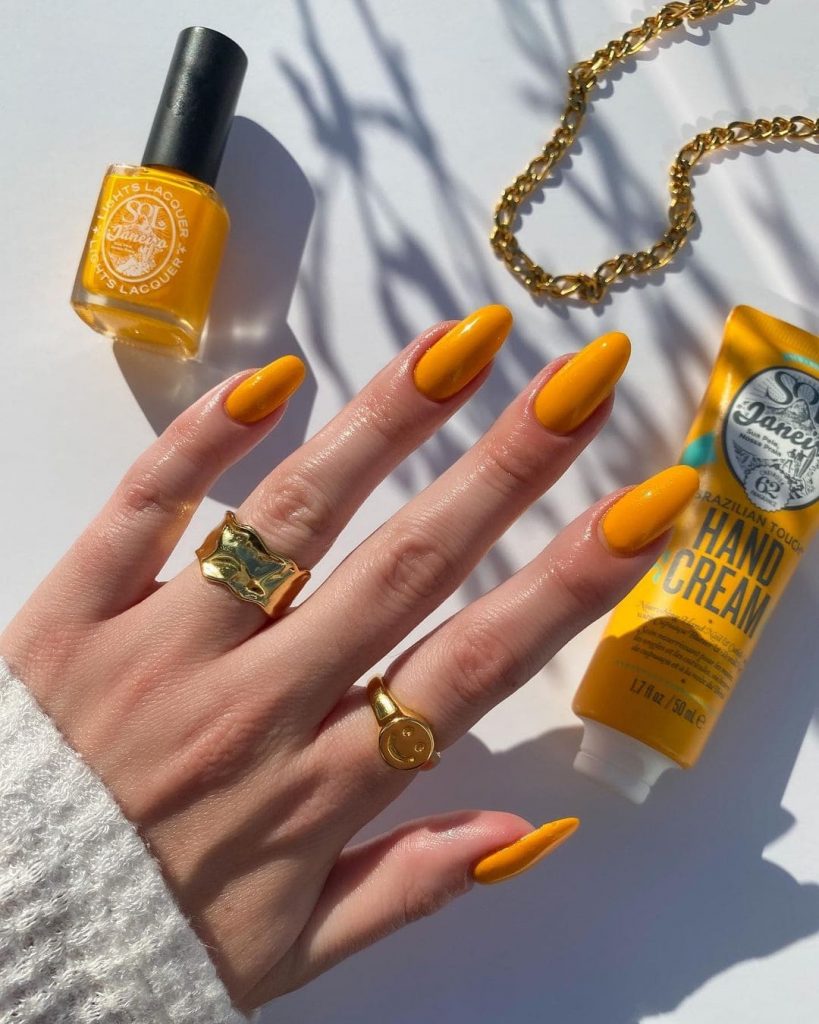 Golden Yellow bright summer Nails