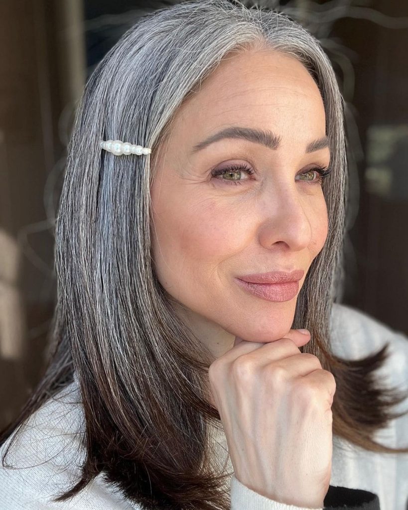 silver hair gray woman