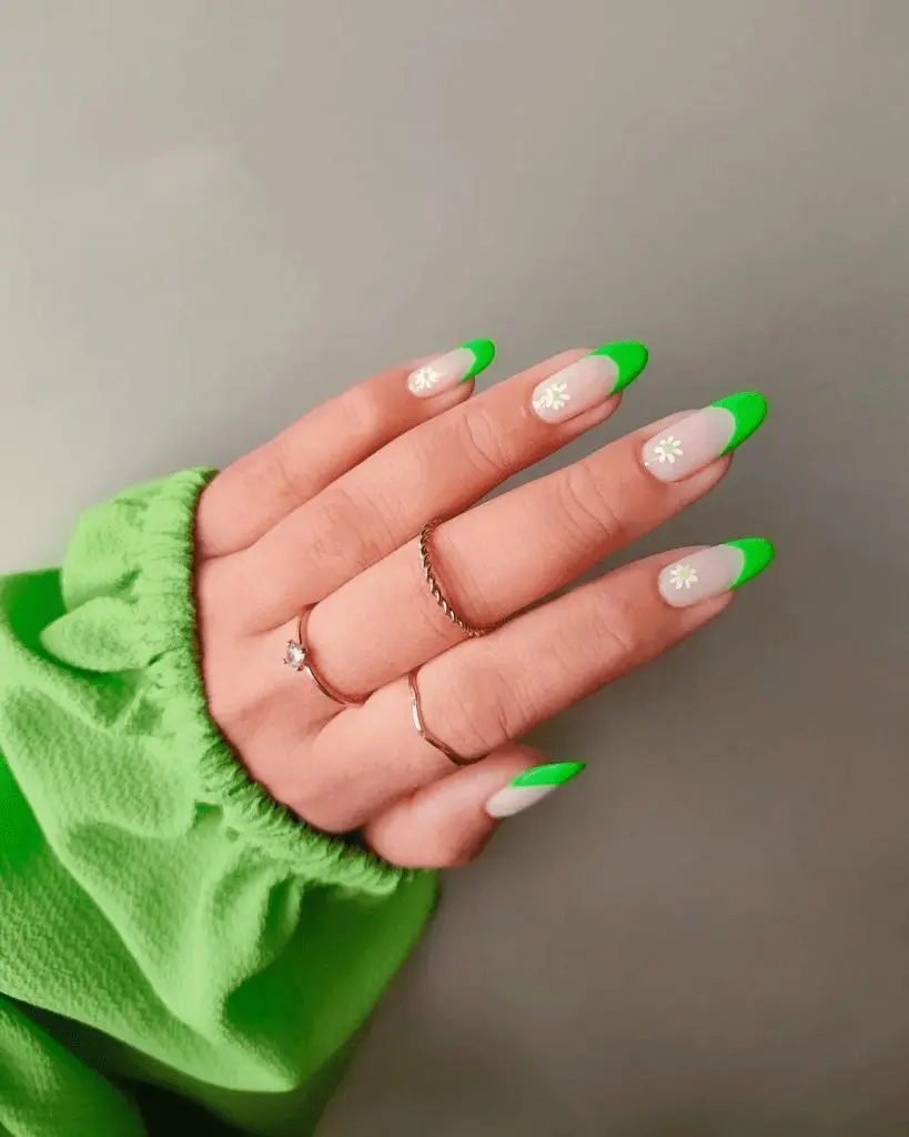 green tip bright summer nails