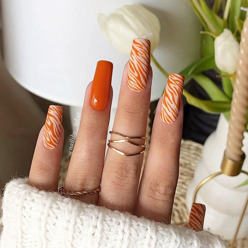 orange spring nails design