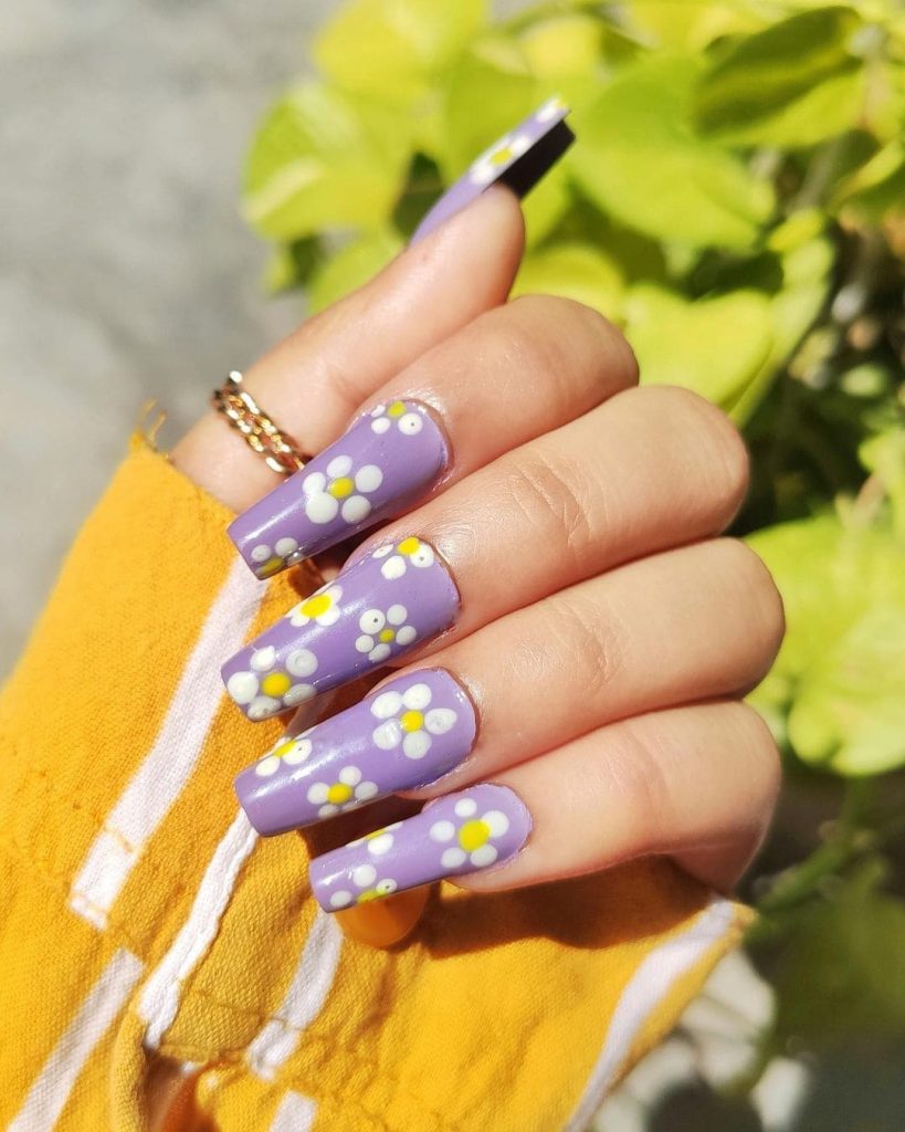 purple blossom spring nails