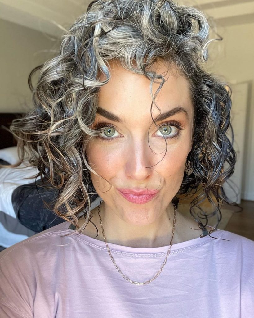 curly silk long gray hair