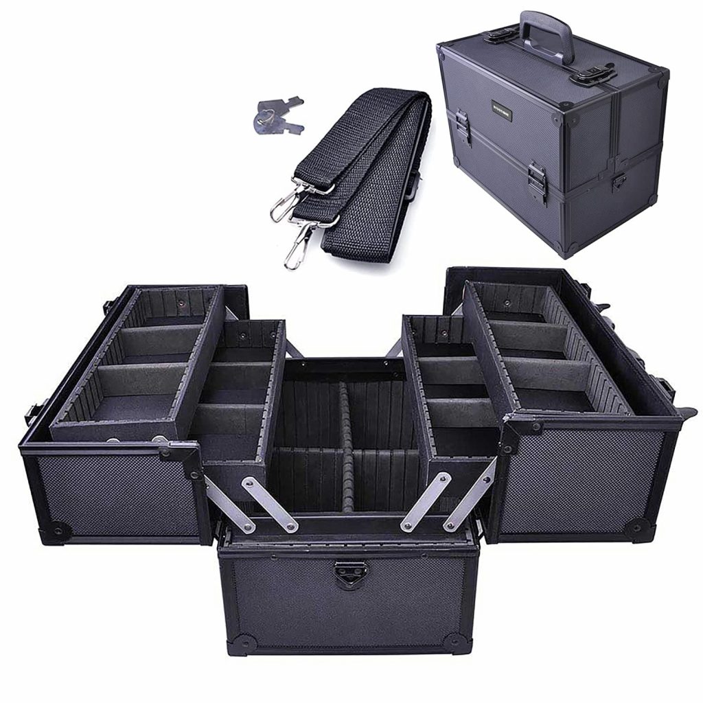 Pro Adjustable 6 Trays Cosmetic Case Storage Organizer Box 