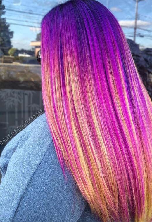 Straight Lavender sunset Hair