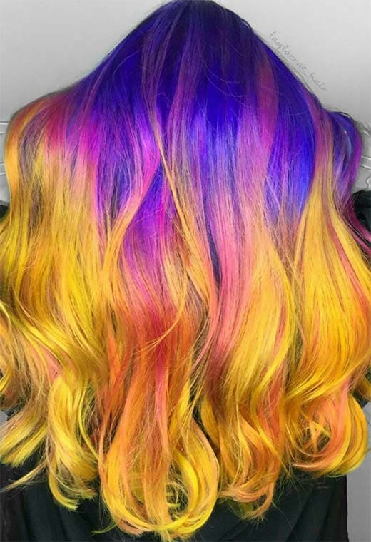 Rainbow Waterfall sunset Hair