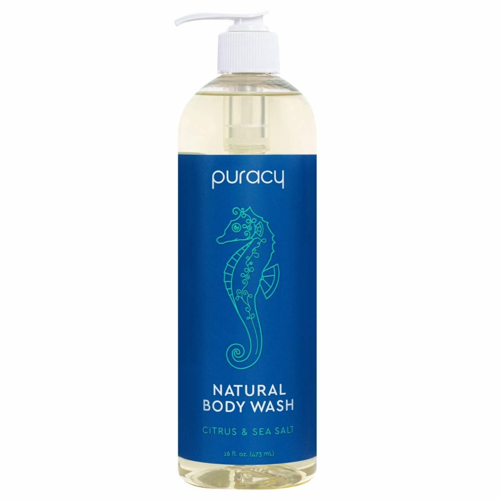 Puracy Natural Body Wash for Men and Women, Citrus & Sea Salt Skin Softening Bath & Shower Gel with Coco Glycinate