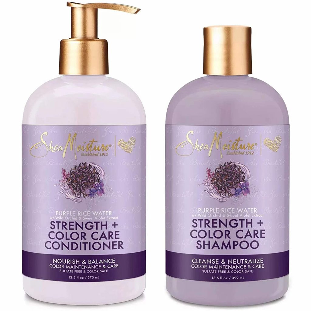 Shea Moisture Shampoo And Conditioner Set | Purple Rice Water Strength & Color Care - Shampoo