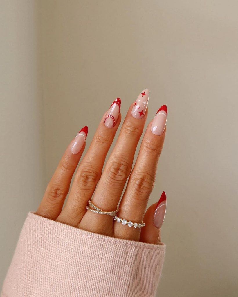 These Red French Nails for Christmas inspo