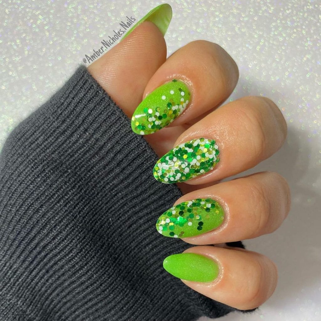 st patricks shades of green nails