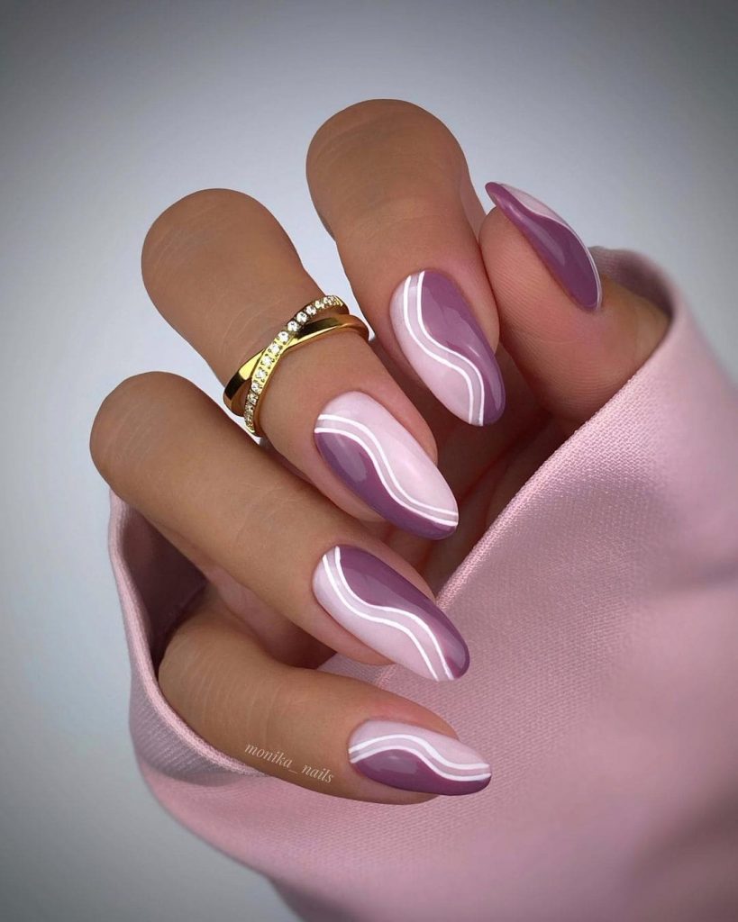 Pink With Purple Almond Nails