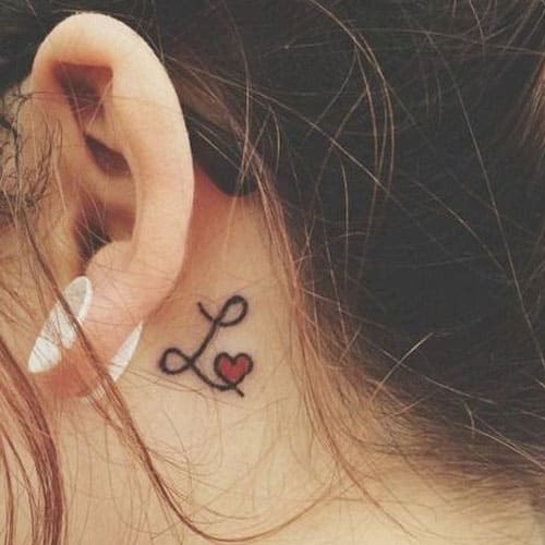 initial Tattoo Behind The Ear