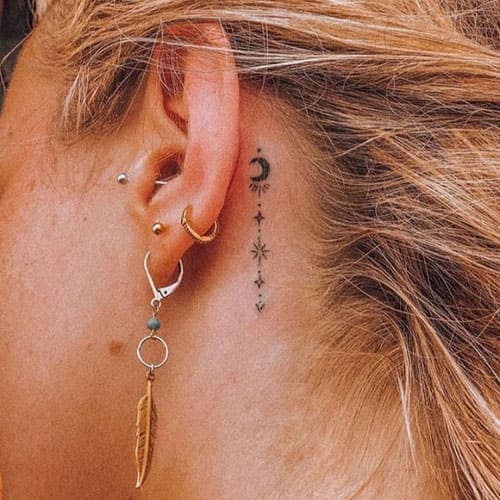 Simple Behind The Ear Tattoo
