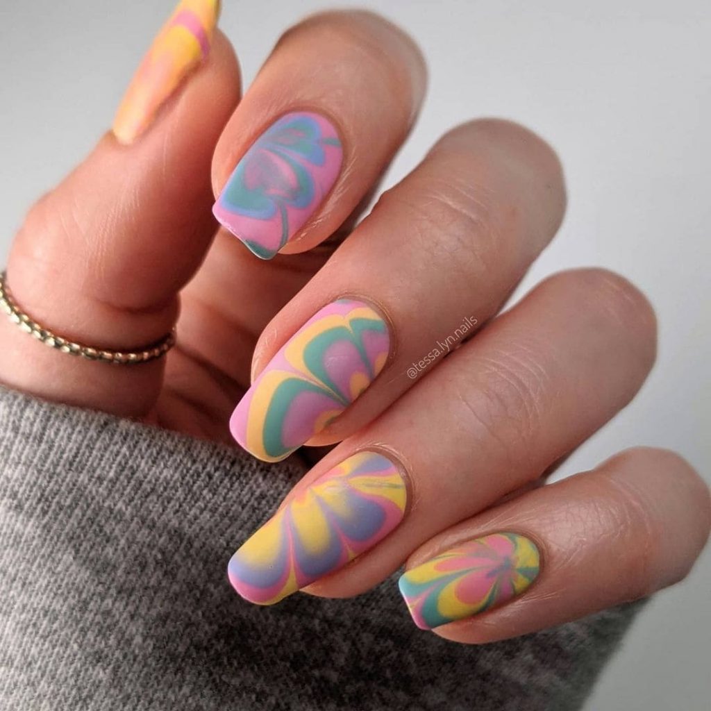 pastel color nails design for spring and summer