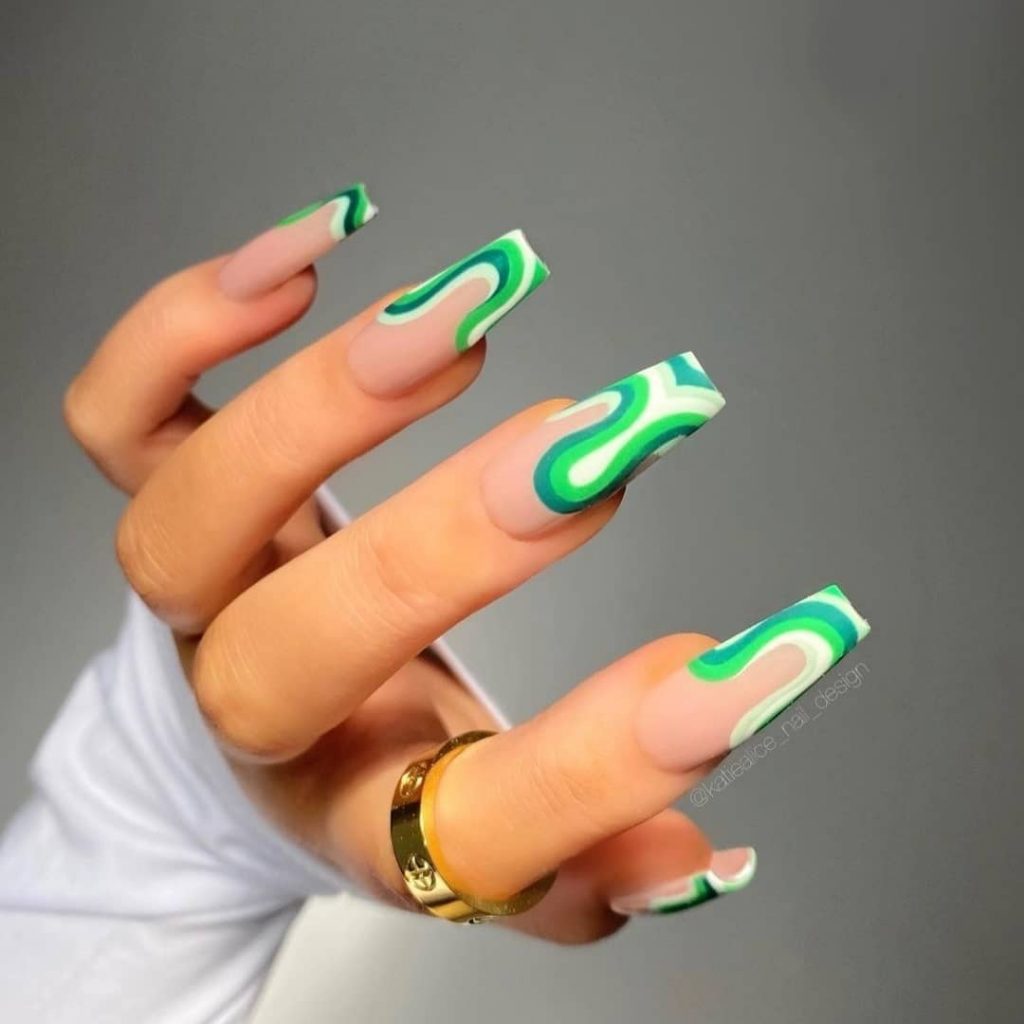 green bright summer nails