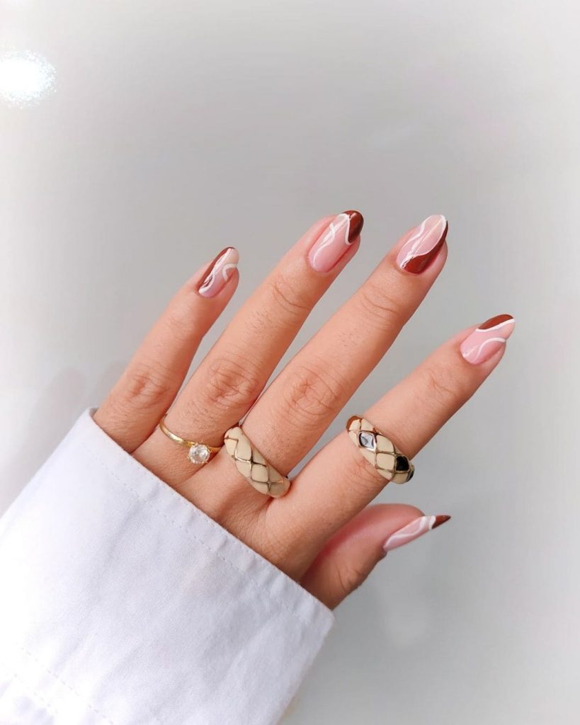 French Nude Swirl Nails