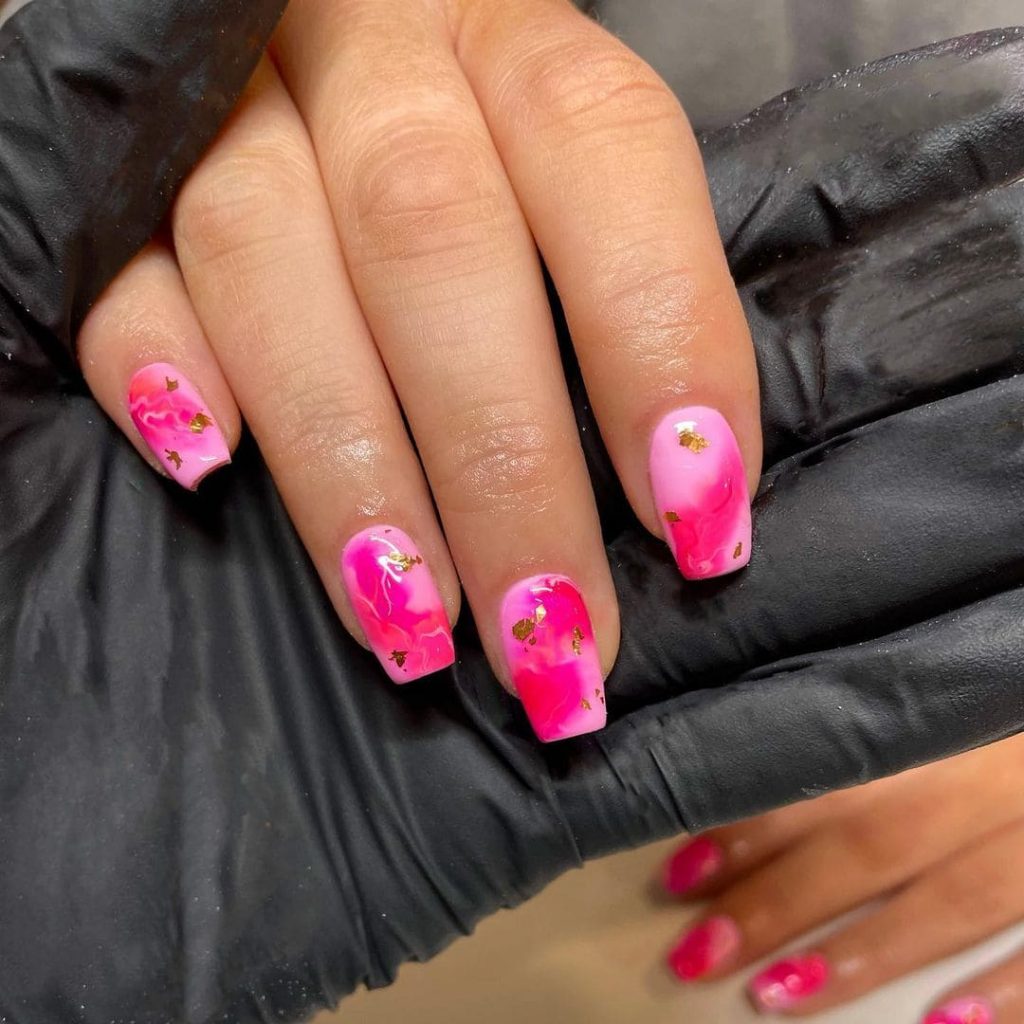 pink marble bright summer nails
