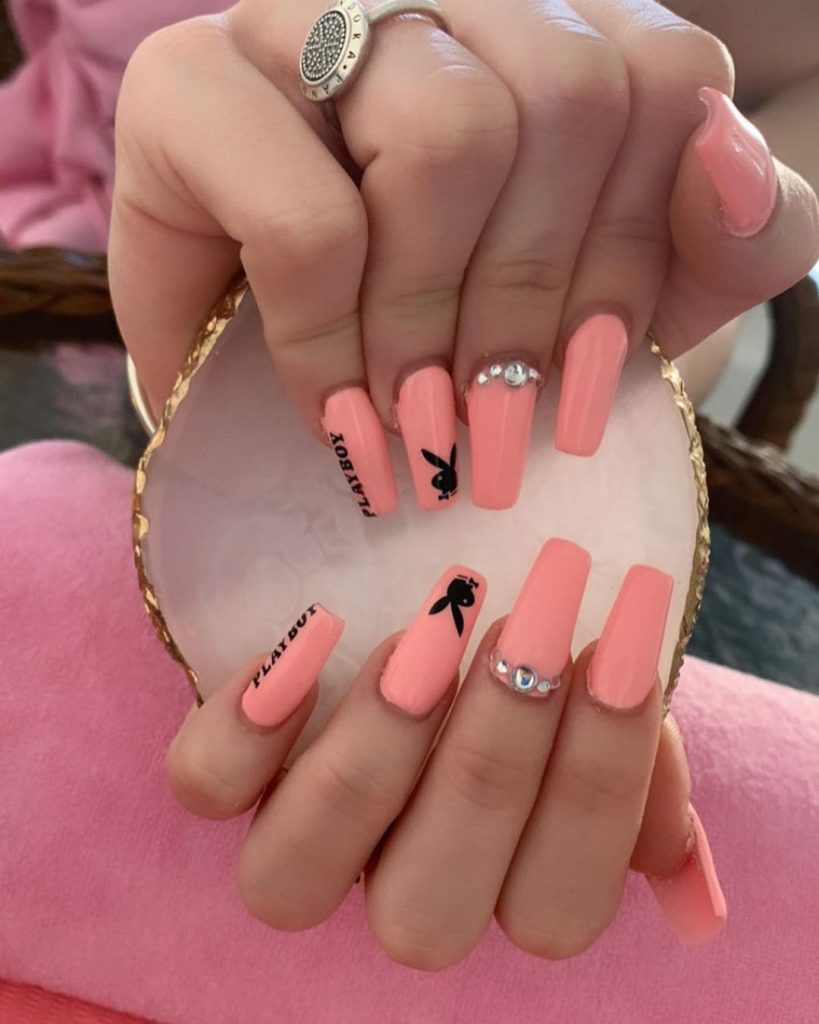 Playboy Pink Coffin Nails