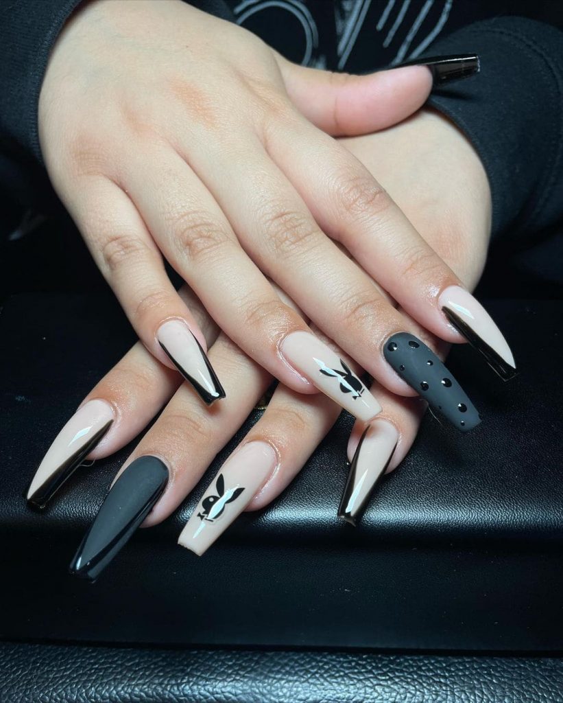 Long Coffin Playboy Nails