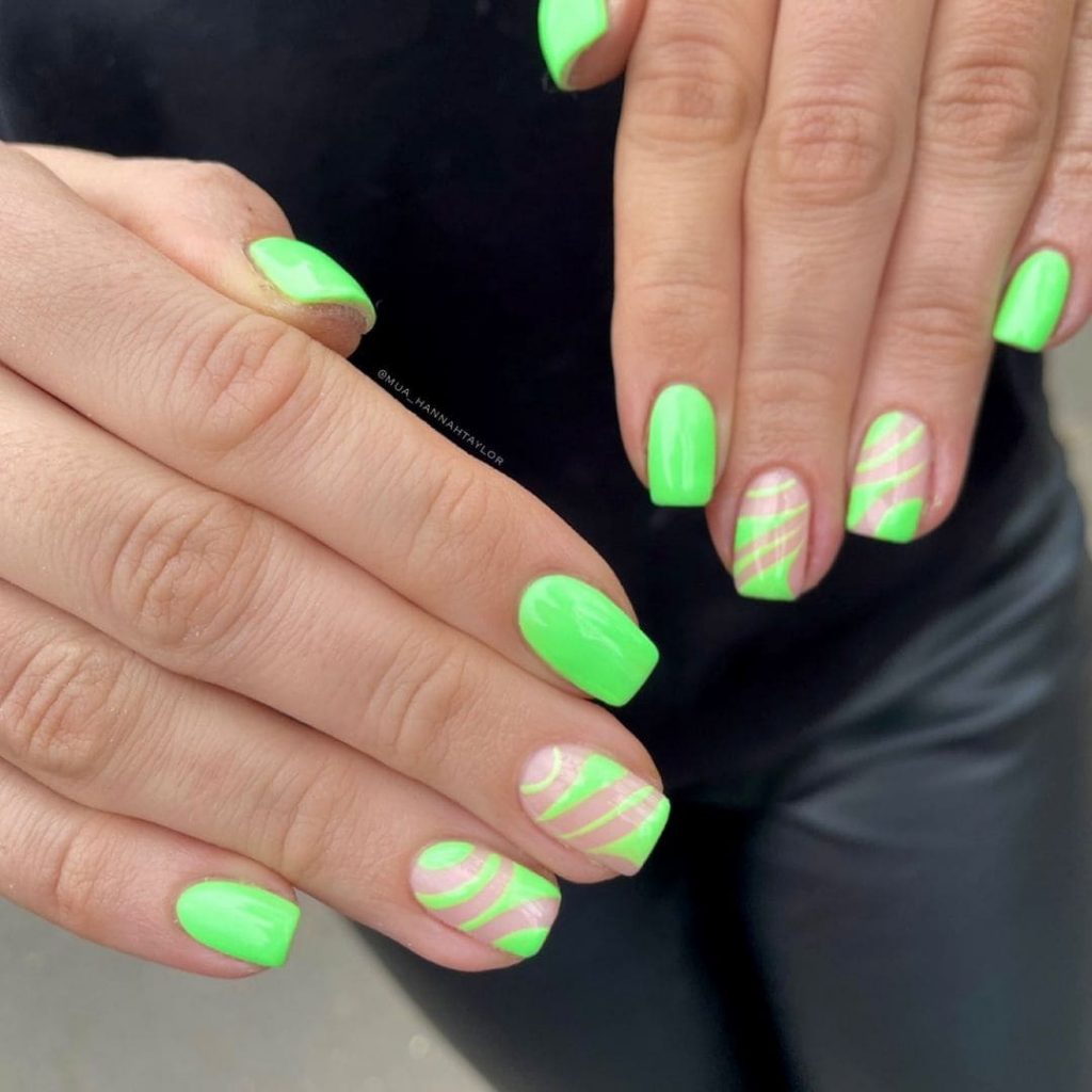 neon green bright summer nails