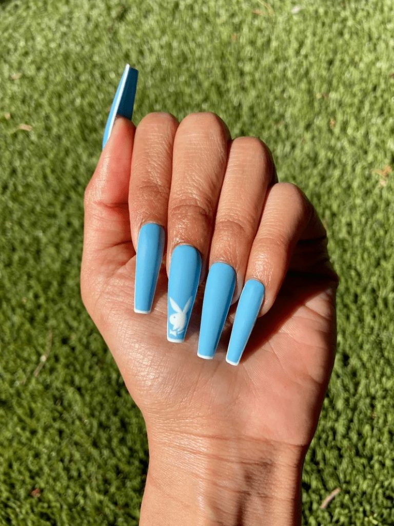 Blue Playboy Bunny Nails
