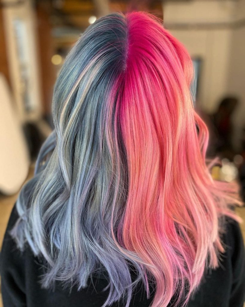 sunset split hair dye