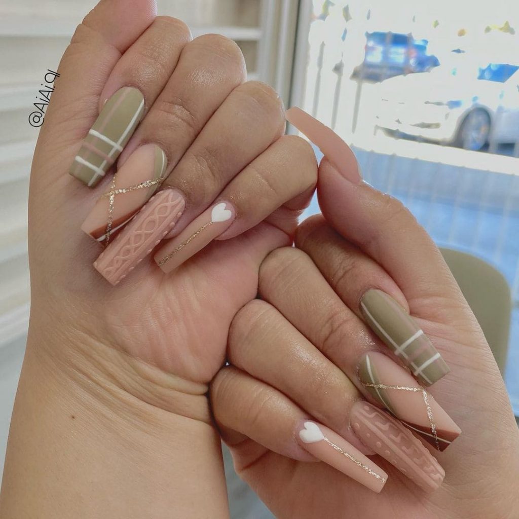 pastel brown nails