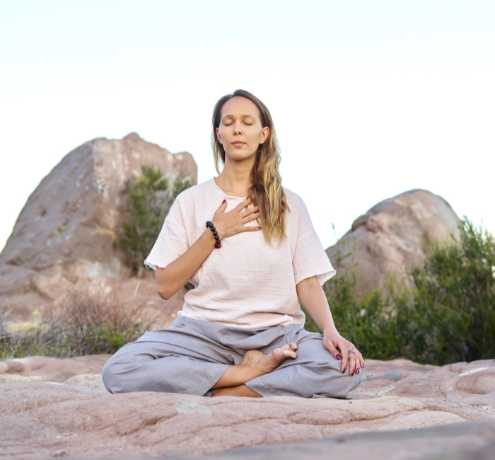 woman preparing to meditate