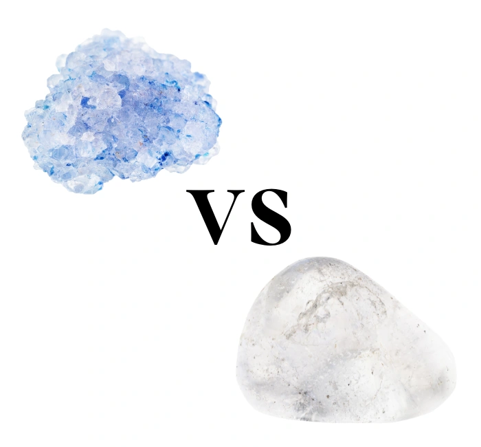 Celestite vs. Clear Quartz