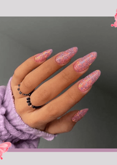 Pink Almond Shaped Nails